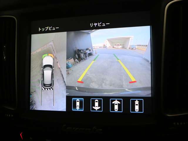 サラウンド・ビュー・カメラ：駐車時に車両の周囲360°の状況をモニター上に映し出し、障害物を確認できるようにする機能です。