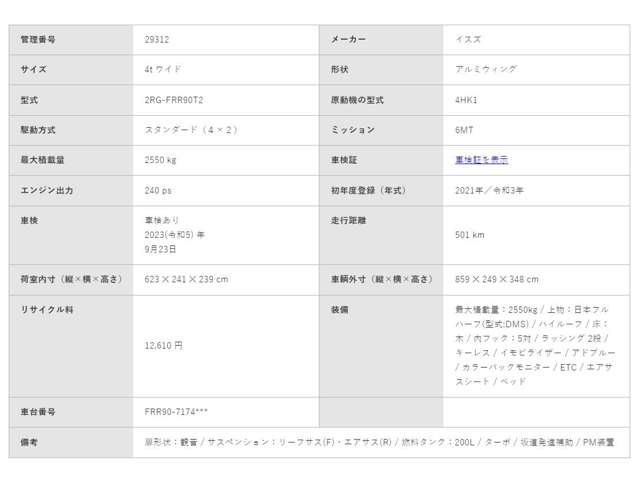 いすゞ フォワード アルミウィング 4t ワイド 管理番号C29312 愛知県の詳細画像 その2