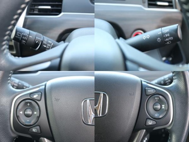 ハンドルには左側にオーディオのコントロールスイッチが、右側にはホンダセンシングのコントロールスイッチが装備され運転中の操作も安心して行えます