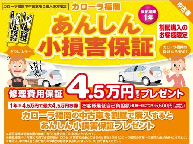 �����w�����T�I�[�ԓ�����P�N�ԁA�o���p�[���̎ԑΕ��̑��Q�₢�������4.5���~�܂ŕۏ؁I�i�Ɛ�5.5��~�j