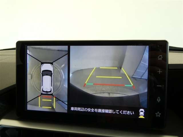 【全周囲モニター】車を上空から見下ろしたような映像をカーナビ画面に映し出し、車庫入れや縦列駐車をサポートしてくれます。
