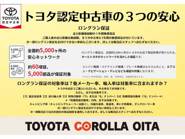 トヨタ認定中古車の安心サポートをご体感ください。
